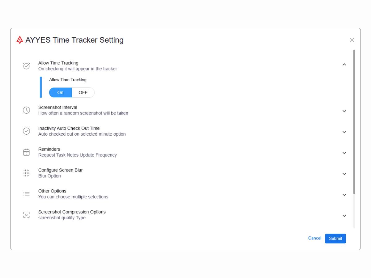 time tracking settings