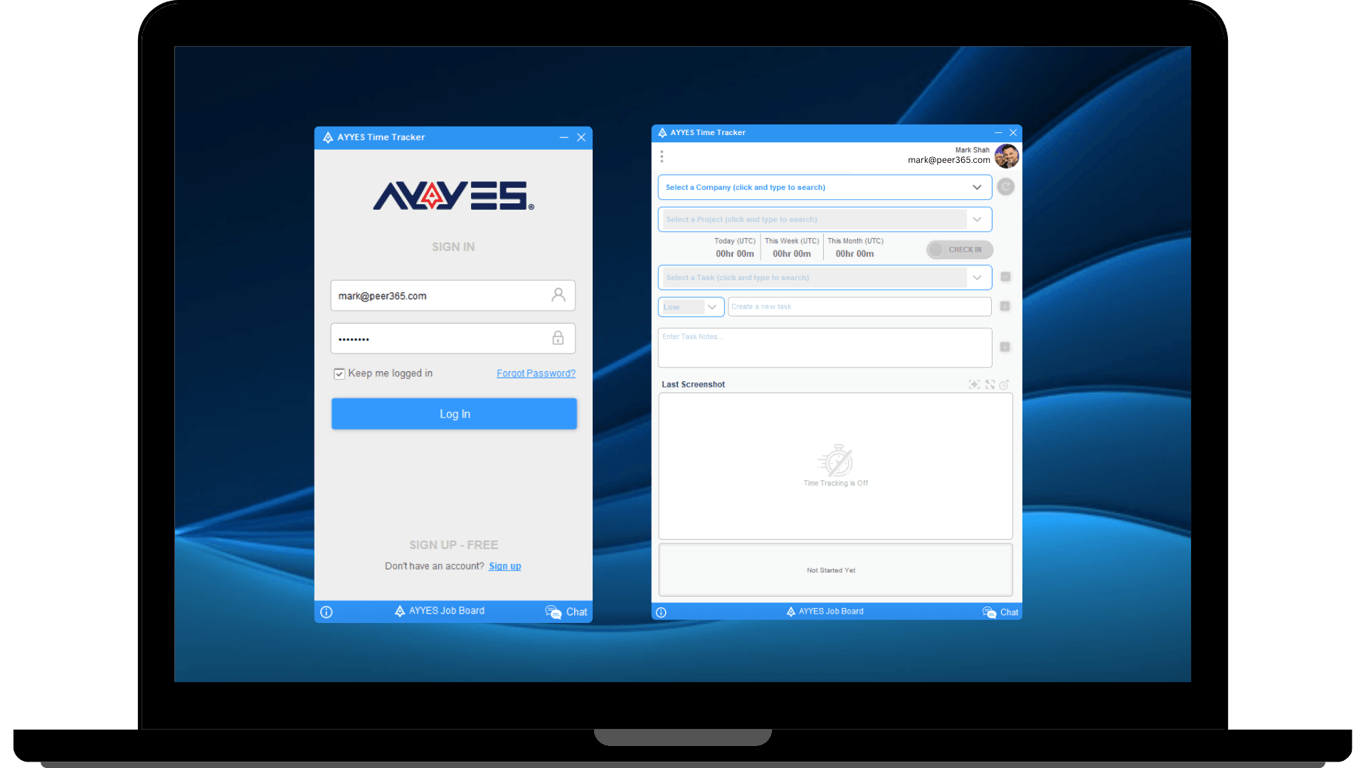 AYYES desktop time tracker app
