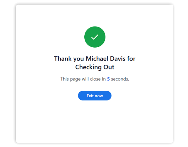 kiosk clock out confirmation message