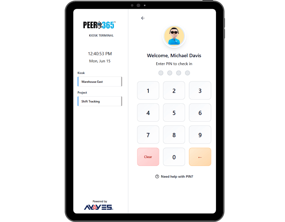 ayyes kiosk pin screen