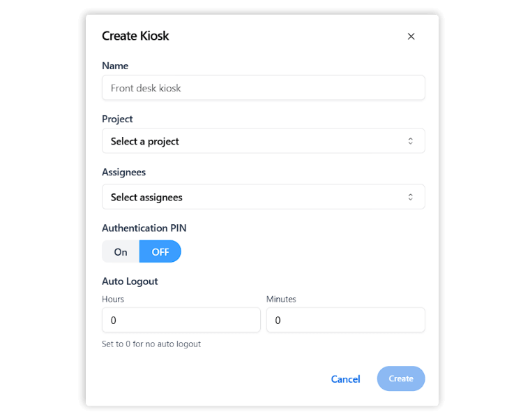create kiosk form