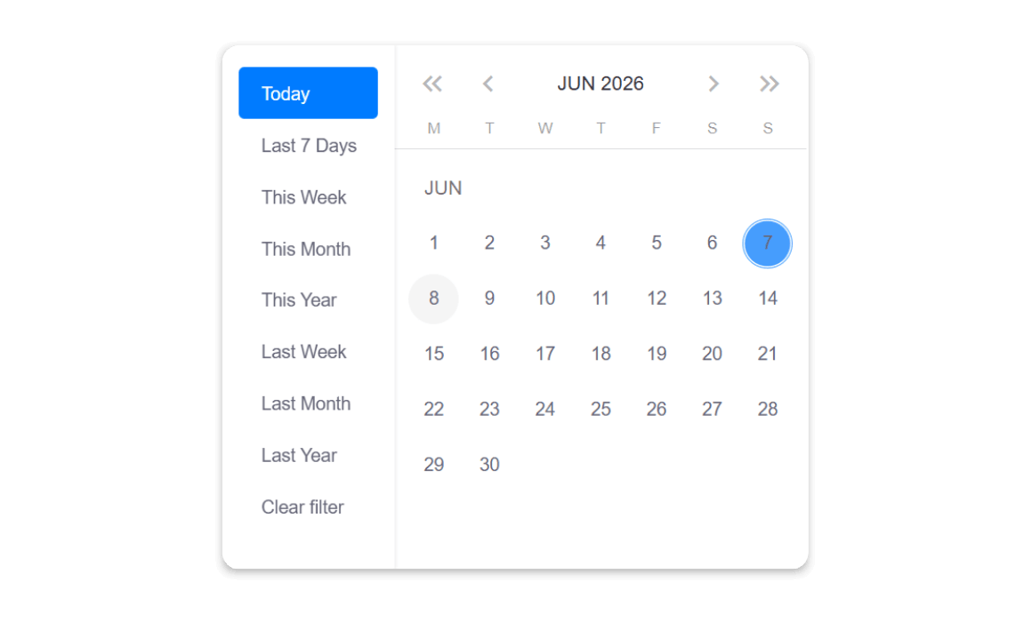 timesheet date range filter