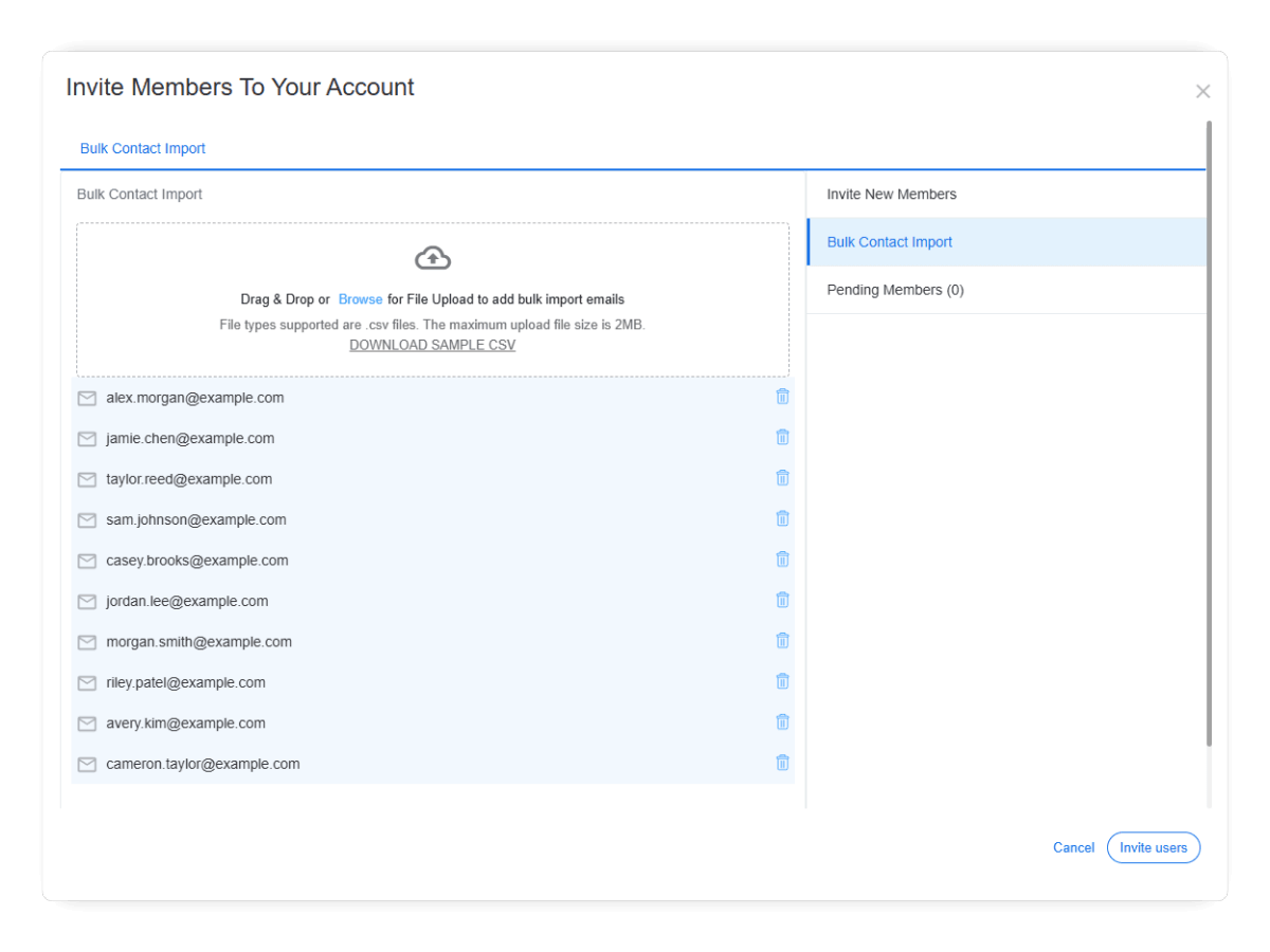 import team member email