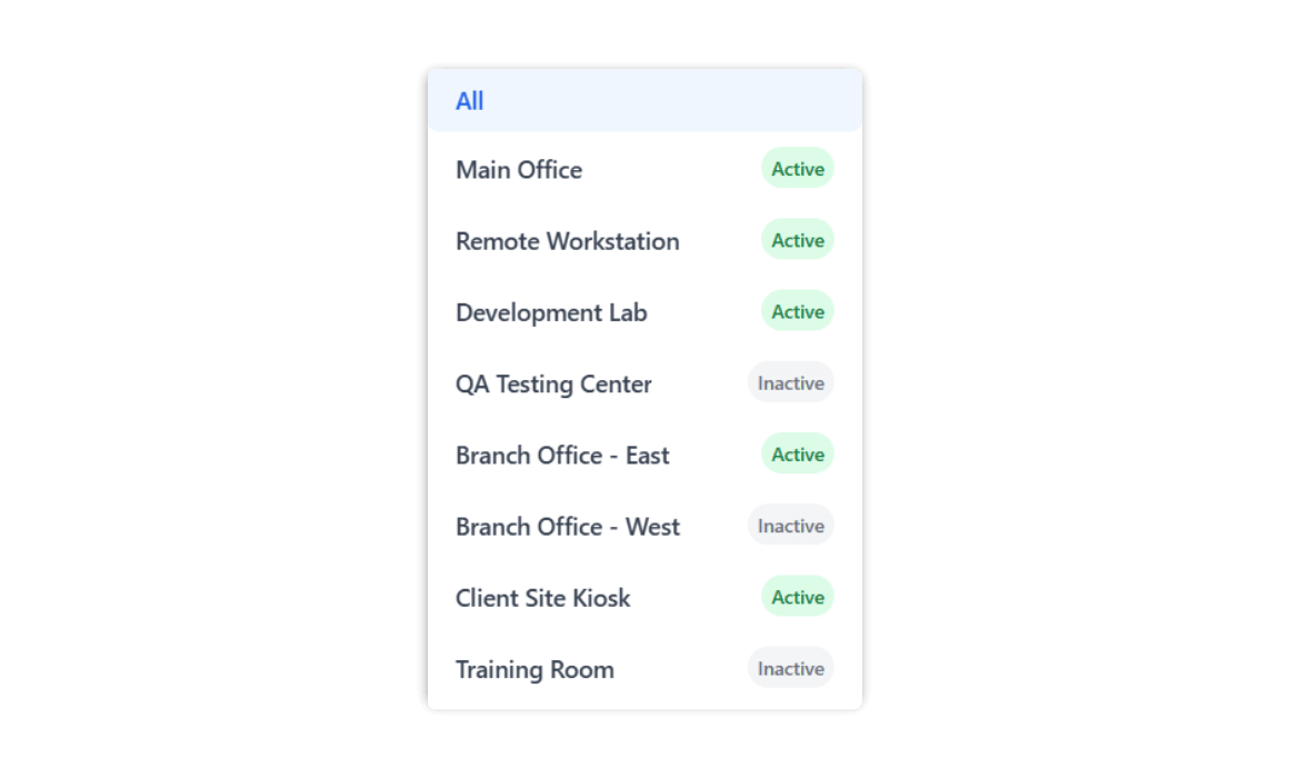 kiosk menu in timesheet page