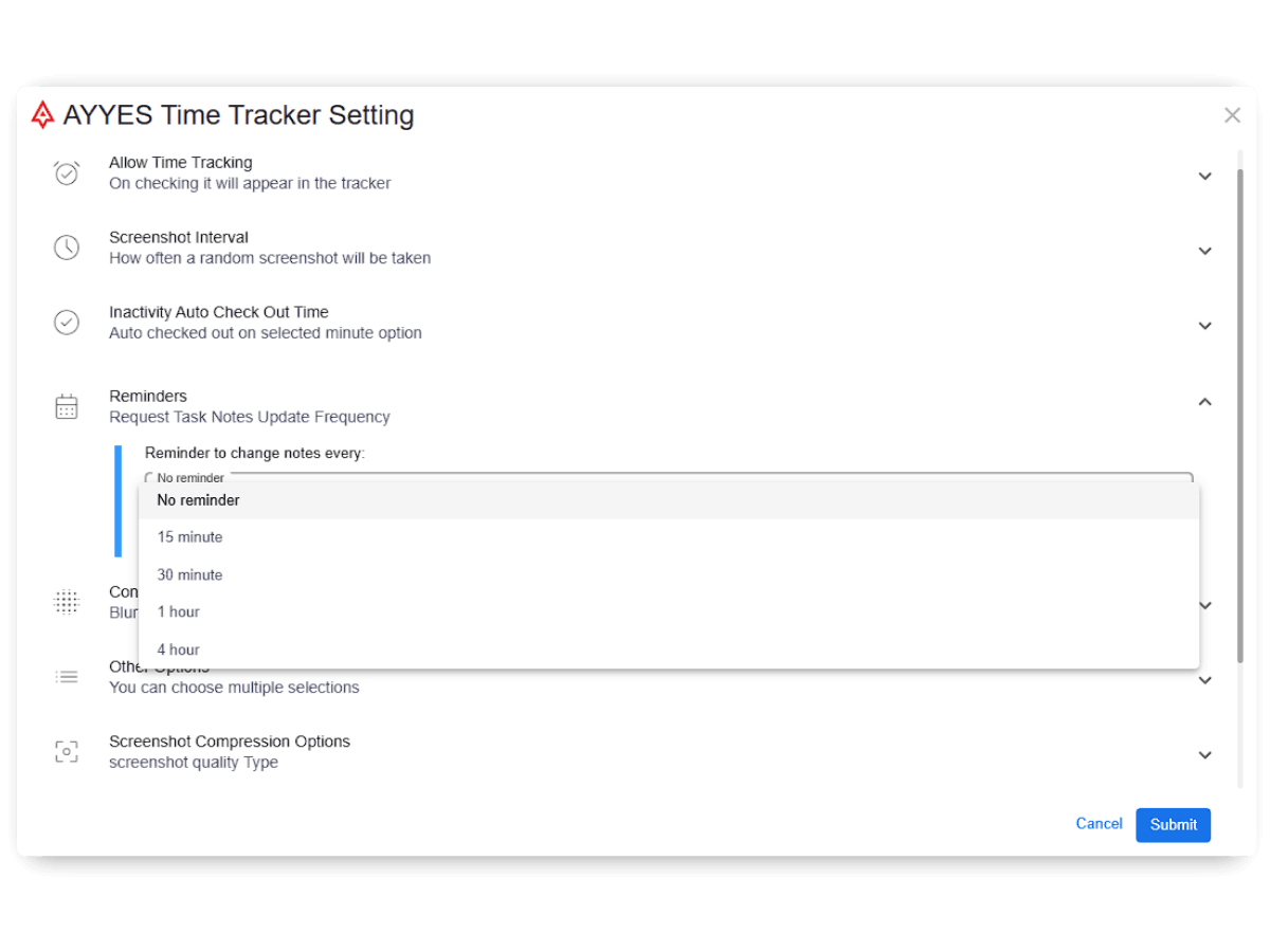 task notes reminder settings