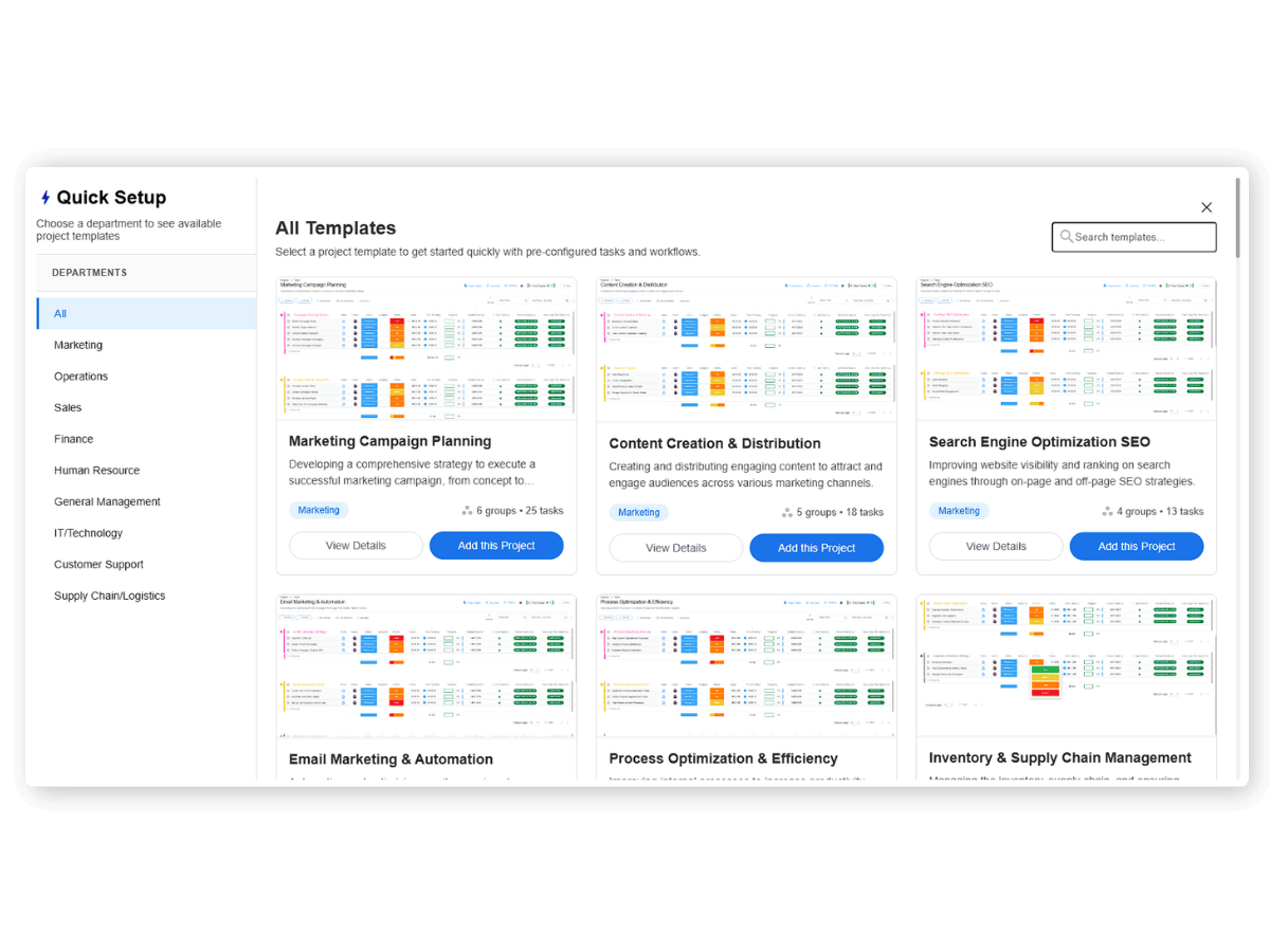 quick project templates