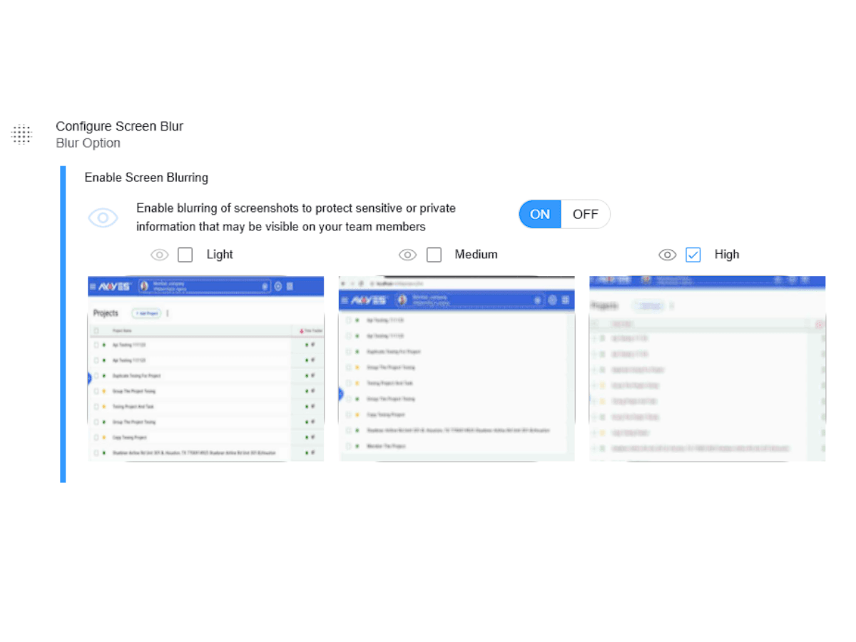 screenshot blur settings