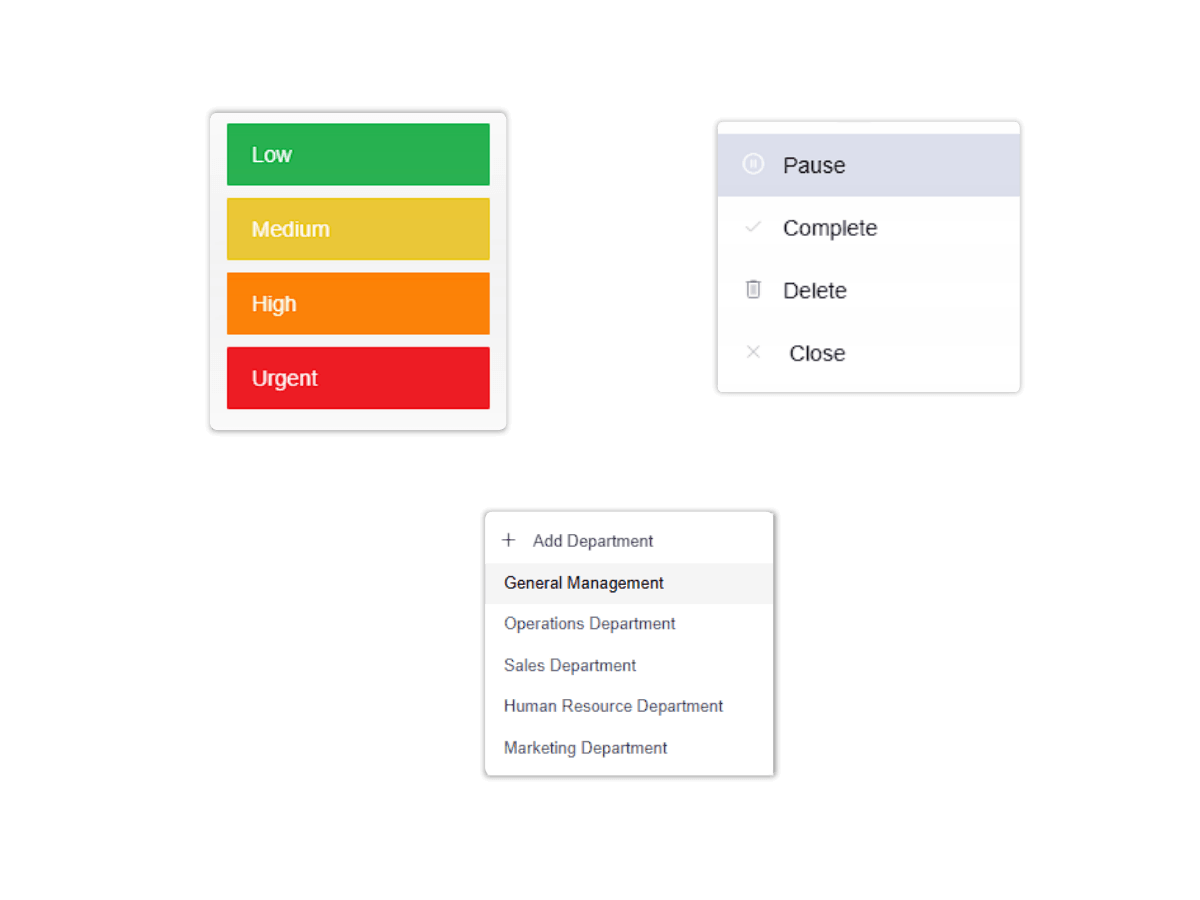 project status, priority, department