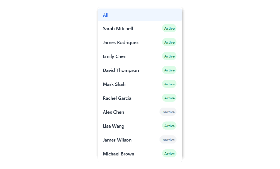 team member menu in timesheet page