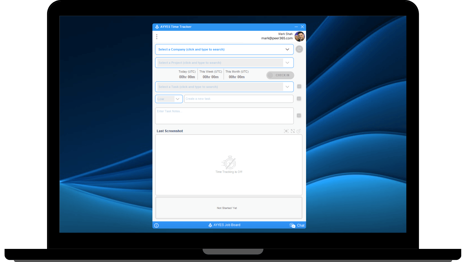AYYES time tracker desktop application