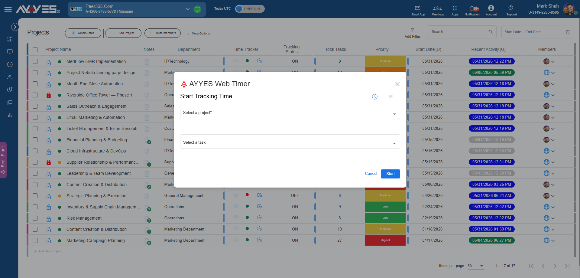 AYYES web time tracker