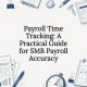 Decorative title card illustration for payroll time tracking article