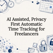 Decorative title card illustrating AI and time tracking concepts