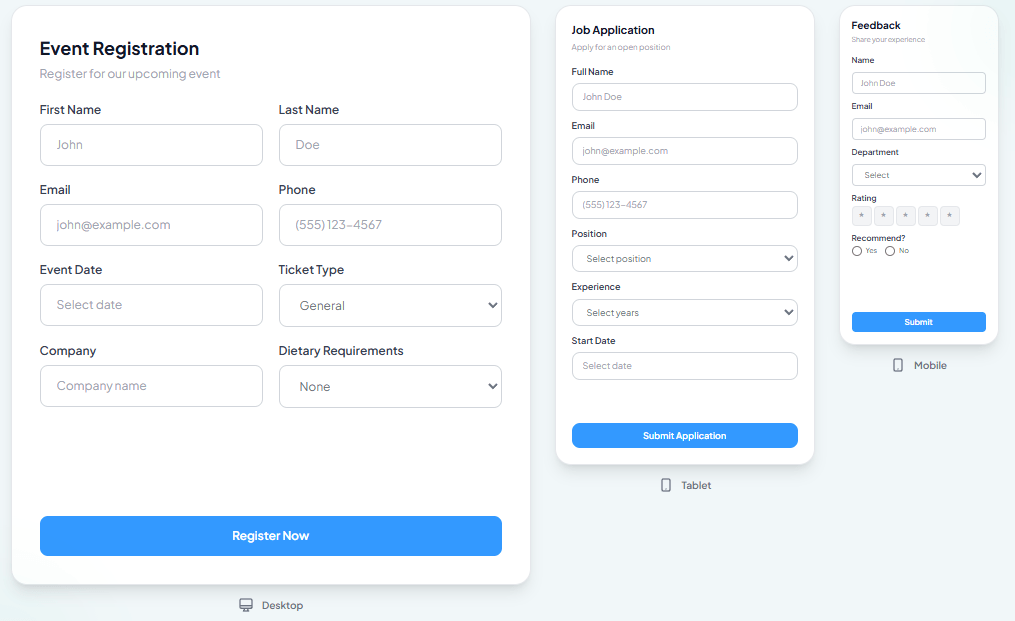 AYYES responsive drag and drop form builder