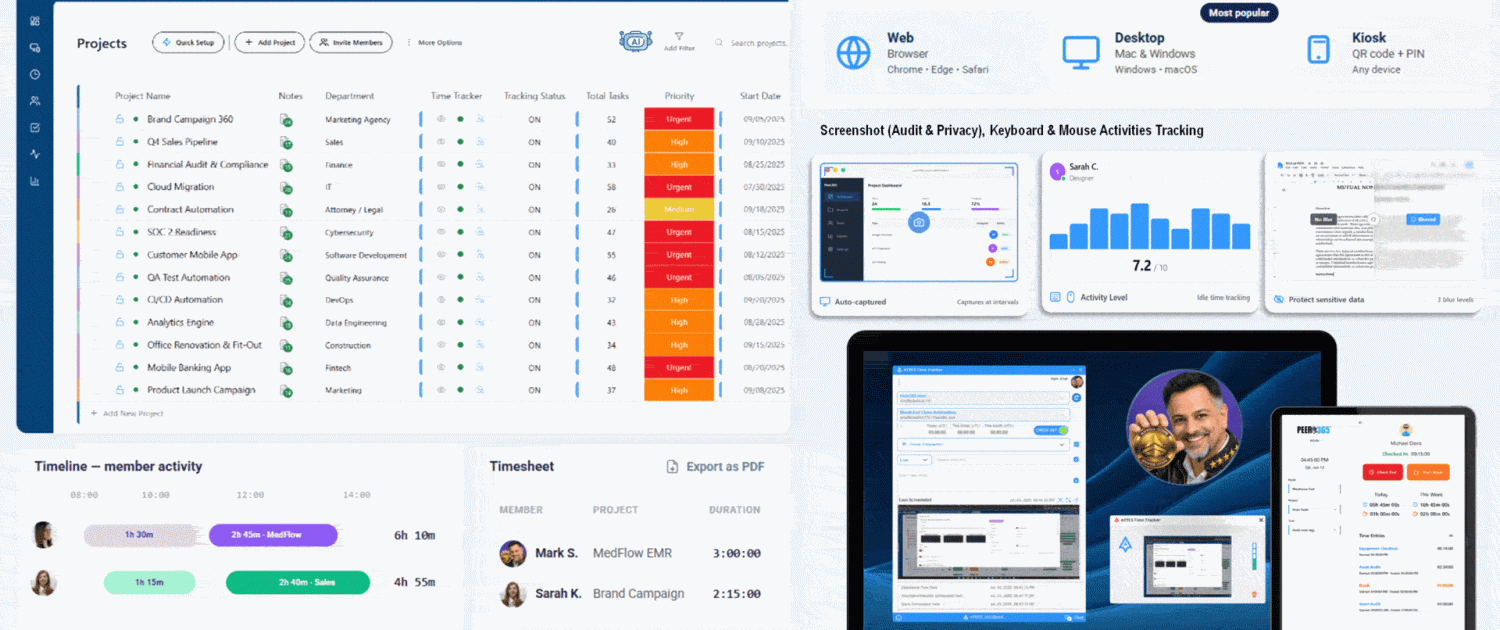 AYYES Work Manager - Solutions AYYES Time Tracker Kiosk AI Agents AYYES Coin