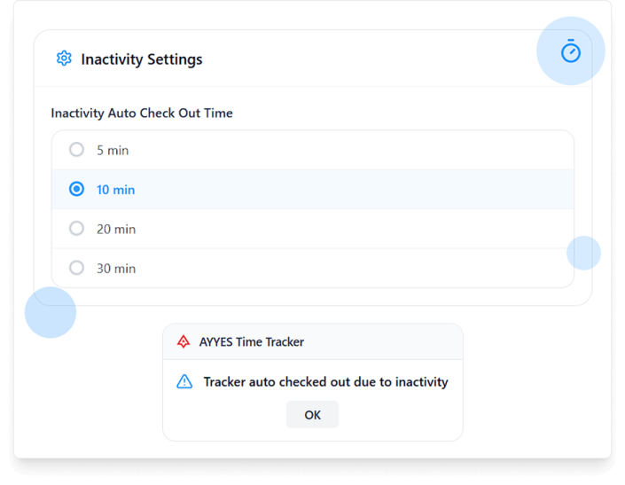 Idle time detection in AYYES time tracker